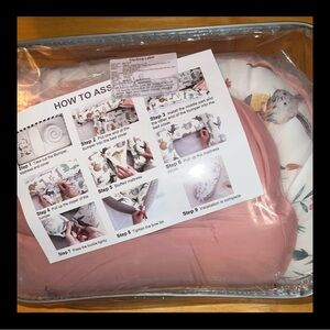 Pink and white Baby Lounger with Bunnies